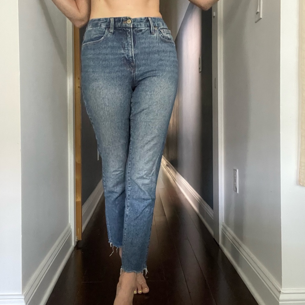 Good American Good Classic jeans, raw hem